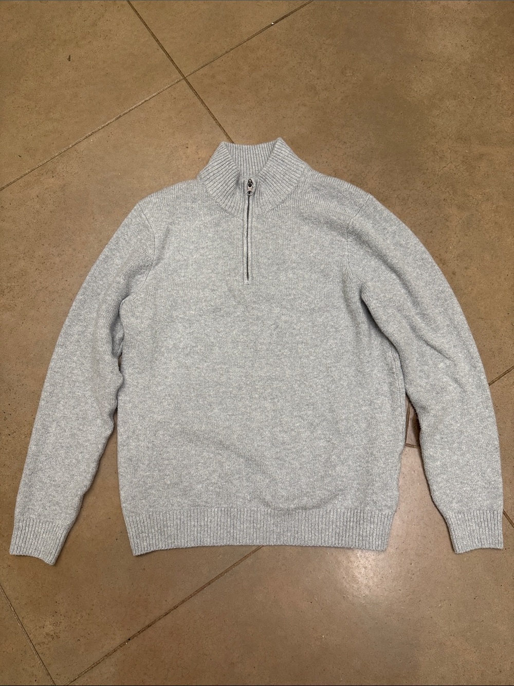 Men's Light Gray Quarter-Zip Sweater